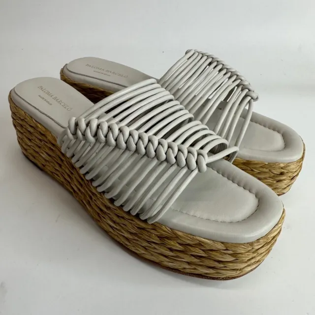Paloma Barcelo Womens Lola Platform Sandals White Open Toe Espadrille 9.5 New