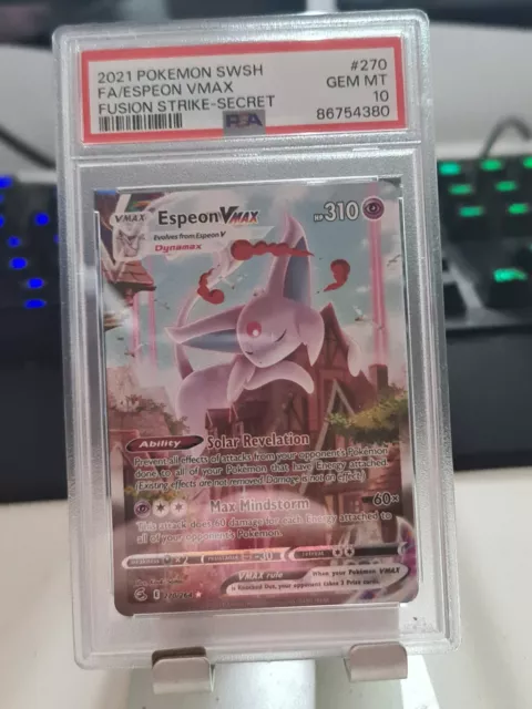 PSA 10 Espeon VMAX 270/264 Alt Art Fusion Strike Graded Pokemon Card