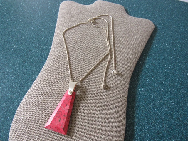 Kendra Scott Collins Pendant Necklace Bronzed Veined Red Magnesite & Gold Chain