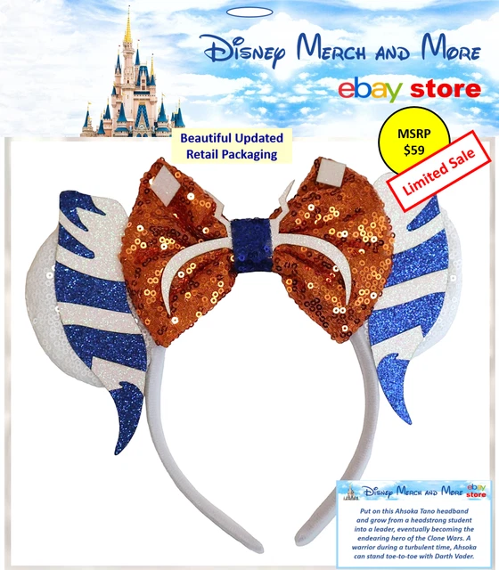 Disney Parks Ahsoka Tano Star Wars Mickey Mouse Minnie Ears Headband - NEW 2023