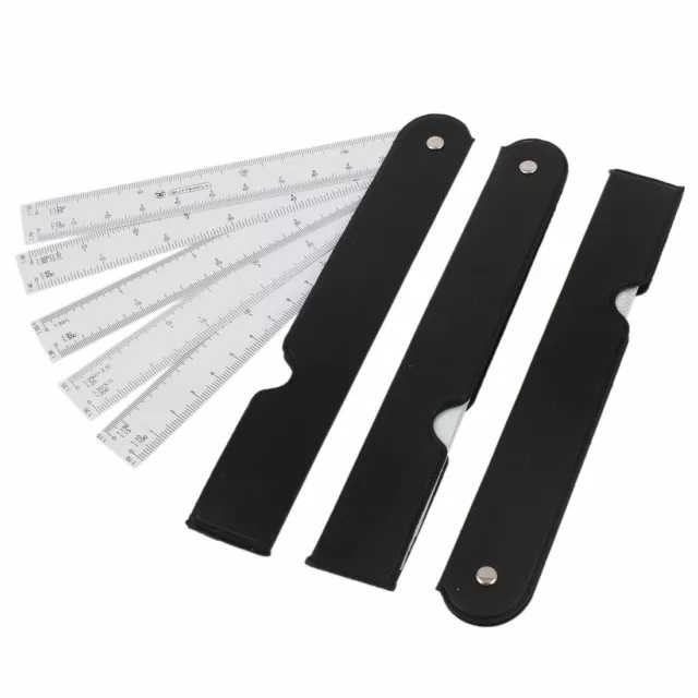 Architect Engineering Draw Draft Foldable Scale Ruler Black White 3pcs