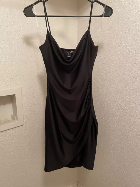 Windsor Silk Asymmetrical Little Black Mini Dress size Small 