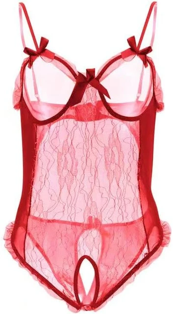 FEOYA Babydoll In Pizzo S-L – Camicia Da Notte Donna Con Scollo A V E Dettagli Trasparenti, Perfetta Come Regalo