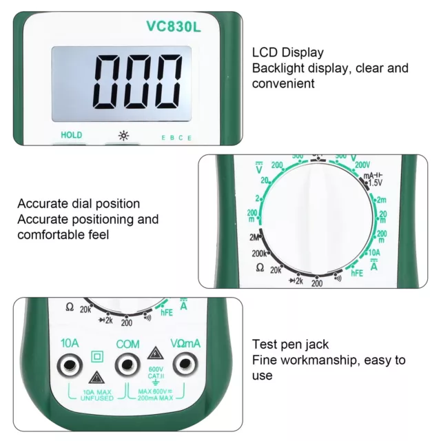 Digital Multimeter Multifunctional Voltmeter Tester Wide Measurement Range Fine