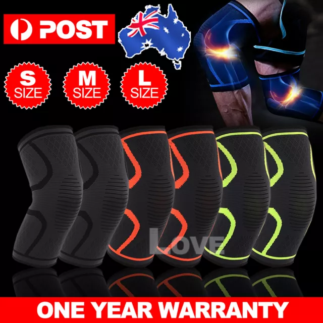 Knee Support Brace Compression Sleeve Arthritis Pain Relief Running Gym Sports