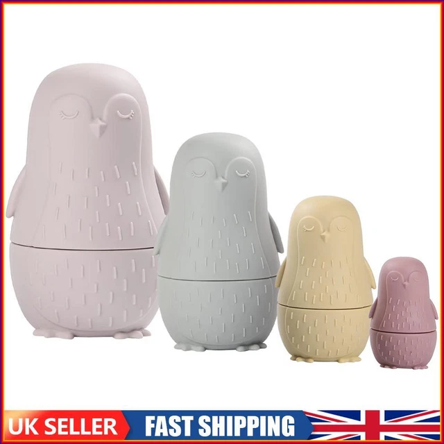 Color Size Matching Toys Gifts Montessori Toy for Boys Girls(Beige Penguin)