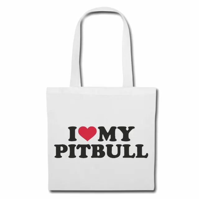 Tasche Beutel Baumwolltasche I LOVE MY PITBULL HUNDESPORT RASSEHUND HUNDEZUCHT