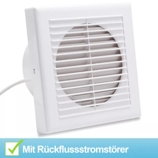 Badlüfter Ventilator Mit Rückflussleitblech Abluft Wandlüfter 100mm