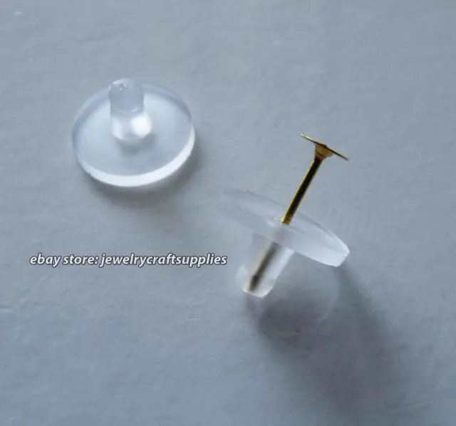 Soft Rubber Earring Backs - Clear Bell-Shaped (100) U.S. Seller