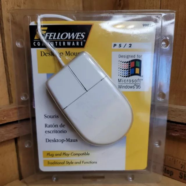 VTG 1995 Fellowes Desktop Computer Mouse Kit Serial PS/2 NOS 99831 Windows 95