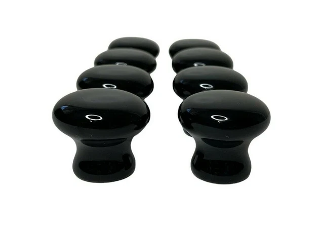 Set of 8 Black Ceramic Drawer Knobs Pulls Dresser Cabinet Furniture Accessories