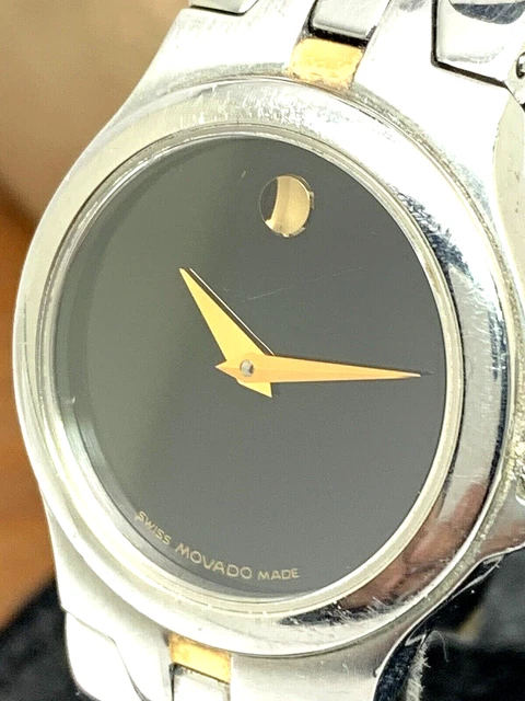 Movado Women's Watch 97.E4.1851 Delphino Black Dial Swiss Quartz Two Tone Steel