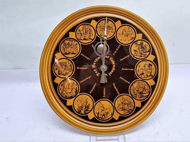 Klassisches SAARBERG Präsent 1970 - Porzellan Uhr mit bergmännischen Motiven