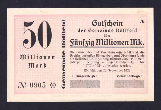 Röllfeld - 50 Millionen Mark - 26.9.1923