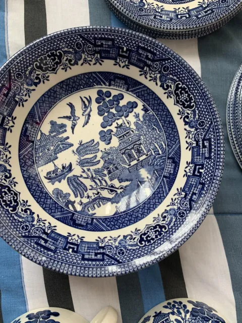 Antique Plate Set Blue Japanese