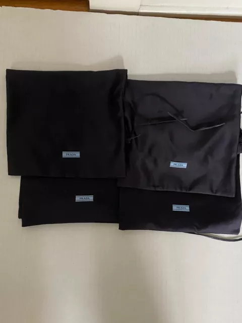 Prada Navy Blue Drawstring Satin Shoe Dust Travel Bag Lot of 4