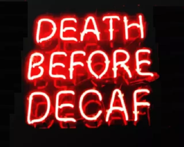 Death Before Decaf 12"x10" Acrylic Neon Sign Lamp Light Glass With Dimmer VSX