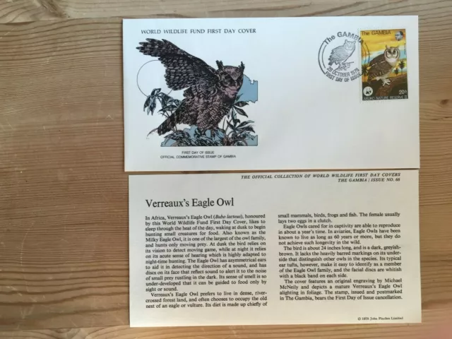 Gambia 1978 Fdc Wwf Birds Of Prey Verreaux's Eagle Owl Abuko Nature Reserve