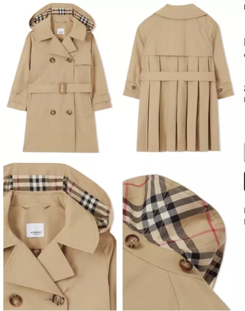 Burberry girls check-trim pleated trench coat age 10 yrs BNWT RRP £600