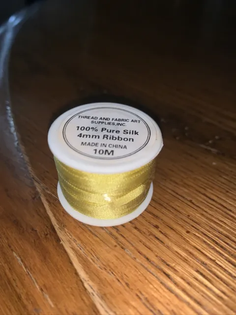 Cinta de seda 100 % pura Threadart - 4 mm amarillo - No. 656 - 10 metros