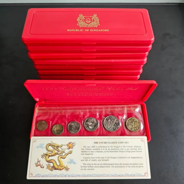1988 Singapore Uncirculated Coin Set Year of Dragon NGC Limited Mint World Asia