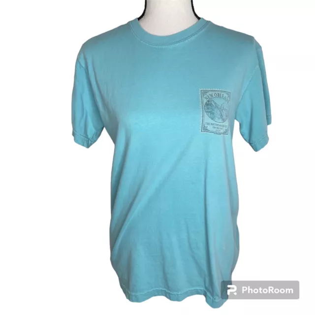 Comfort Colors Aqua Blue Shirt Size Small T-Shirt New Orleans Bourbon Street