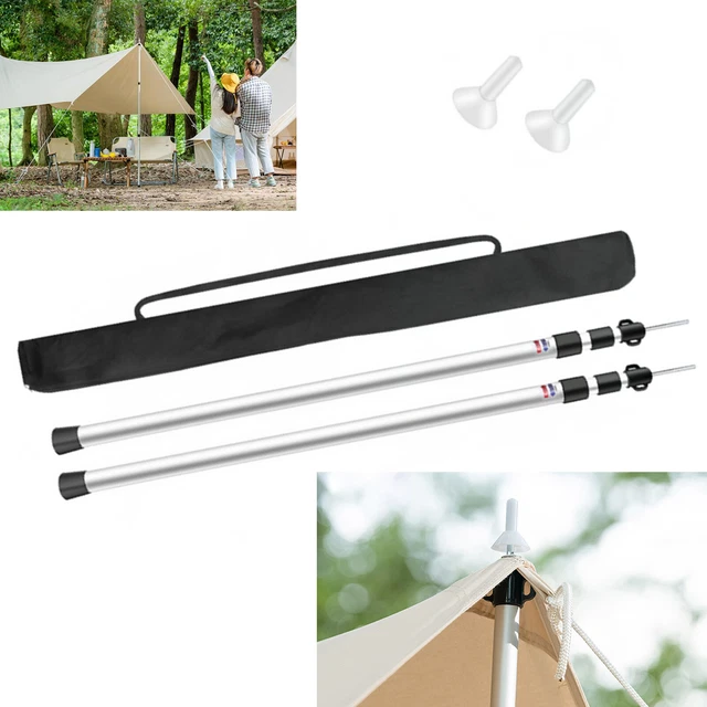ADJUSTABLE TELESCOPIC ALUMINUM Tarp Pole Camping Tent Poles Silver USA