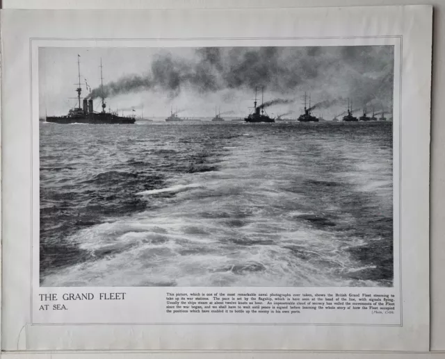 1915 Ww1 Print & Text British Grand Fleet At Sea Flagship Battle Cruisers