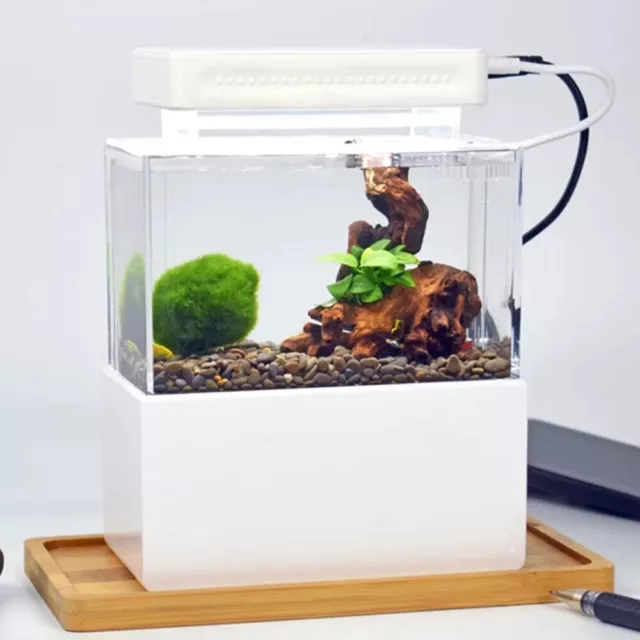 Mini Fish Tank Desktop Aquarium Tank w/ Water Filtration LED & Quiet Air Pump