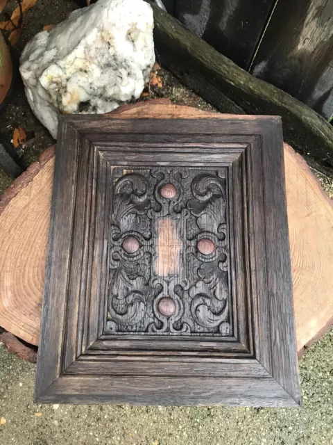 Antique Victorian CARVED WOOD PANEL plaque architectural furniture gothic ornate