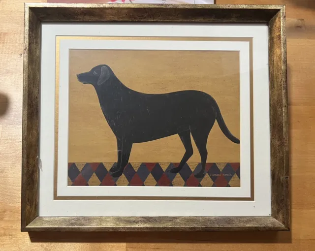 Warren Kimble Americana Folk Art Black Labrador Framed Print 12x14