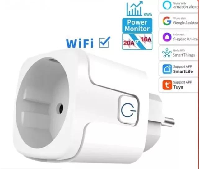 PRESA INTELLIGENTE  20ah WIFI SMART TUYA APP PLUG TIMER ALEXA GOOGLE HOME