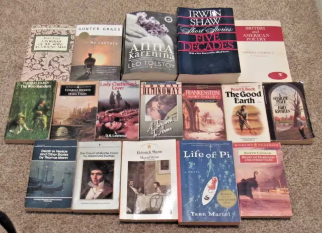 Lot of 17 CLASSIC LITERATURE Dickens, Thomas Hardy, Hemingway, Tolstoy, Dumas...