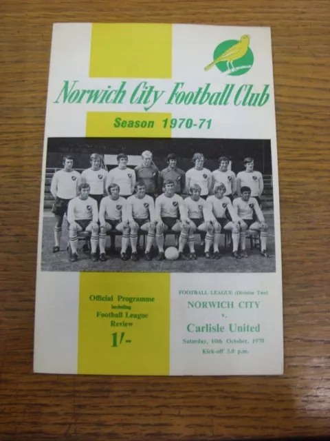 10/10/1970 Norwich City v Carlisle United  . UK ORDERS ALL INCLUDE FREE ROYAL MA