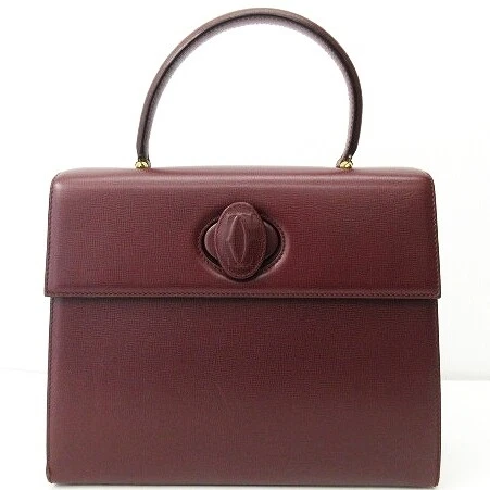 Cartier Mast Line Logo Turn Lock Handbag Bordeaux Red System lb608