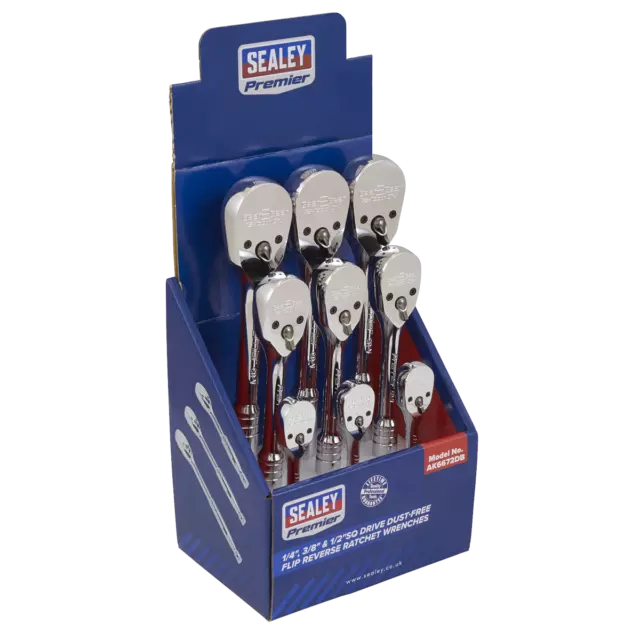 Sealey 1/4'', 3/8'' & 1/2''Sq Drive Dust-Free Ratchet Wrenches with Flip Reverse