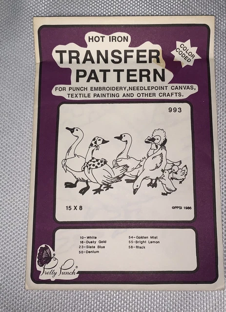 E4 '89 Bonito Patrón De Transferencia Bordado Codificado Con Punzón 993 Patos De Rebaño País