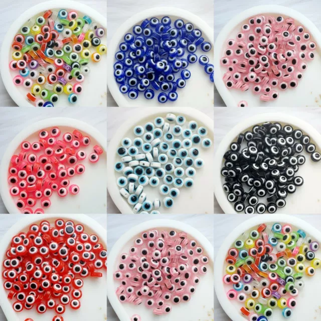 100  Resin Evil Eye Mixed  beads 8mm Jewellery Making