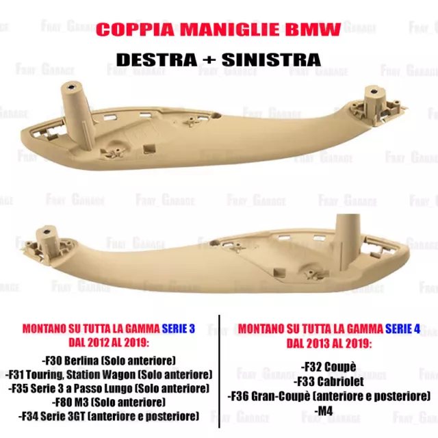 COPPIA Maniglie Interne DESTRA + SINISTRA per BMW Serie 3 / 4 [2012/2019]  BEIGE