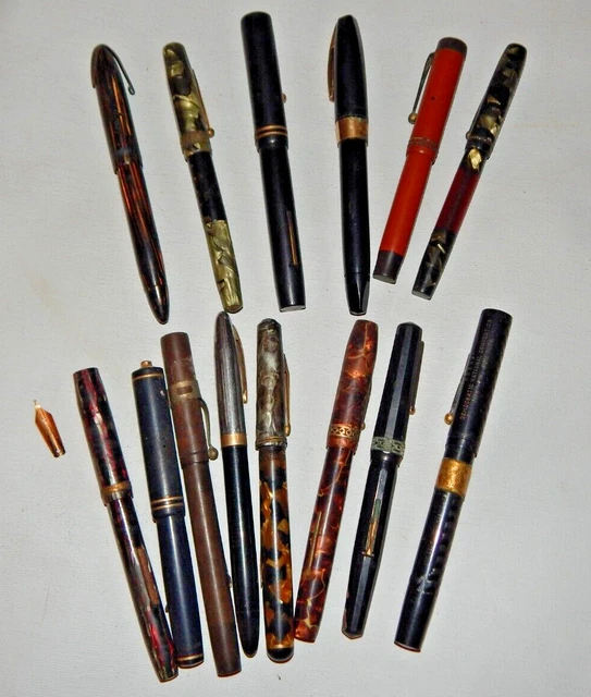 Lot 14 Vintage Fountain Pens 14K Mixed 1924 Dem Nat'l Convention