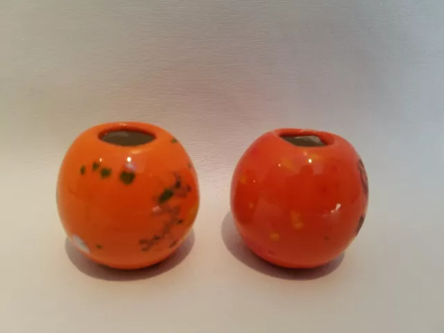 Set of Orange Round 1-1/2" 38mm Painted Ceramic Macrame Plant Hanger Craft Beads