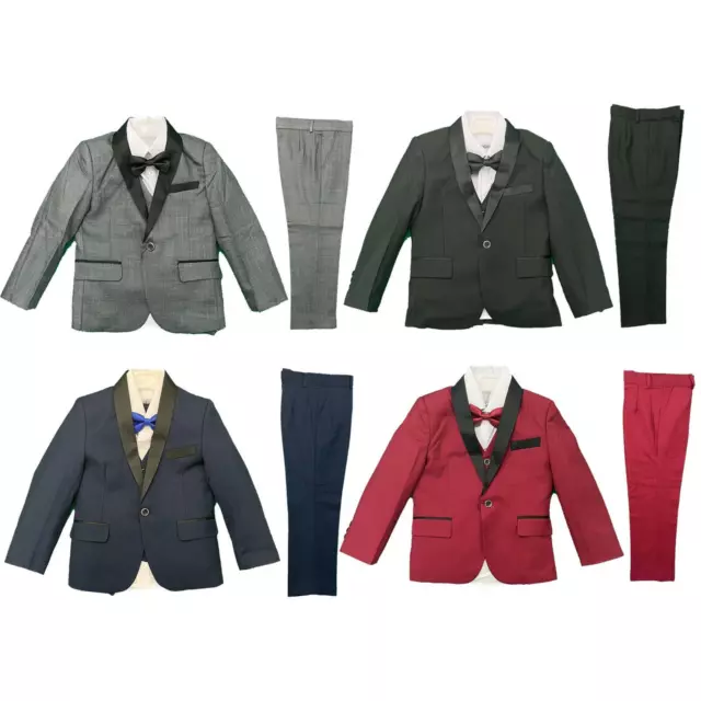 Boys Suits 5 Piece Wedding Page Boy Party Prom Suit Formal Kids Tuxedo Set