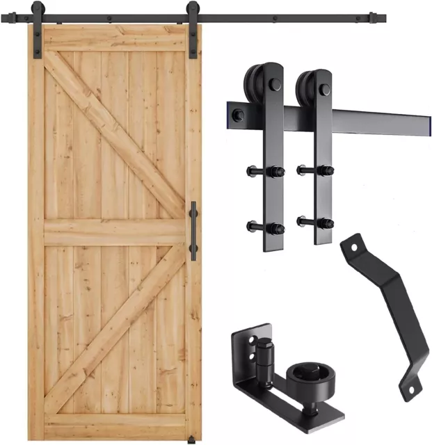 6.6 ft Sliding Barn Door I Type Hardware 5 Tracks Set with Handle & Roller