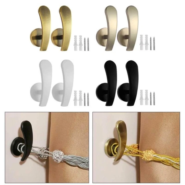 2Pcs Wall Mounted Curtain Tieback Hooks for Drapery Holdbacks