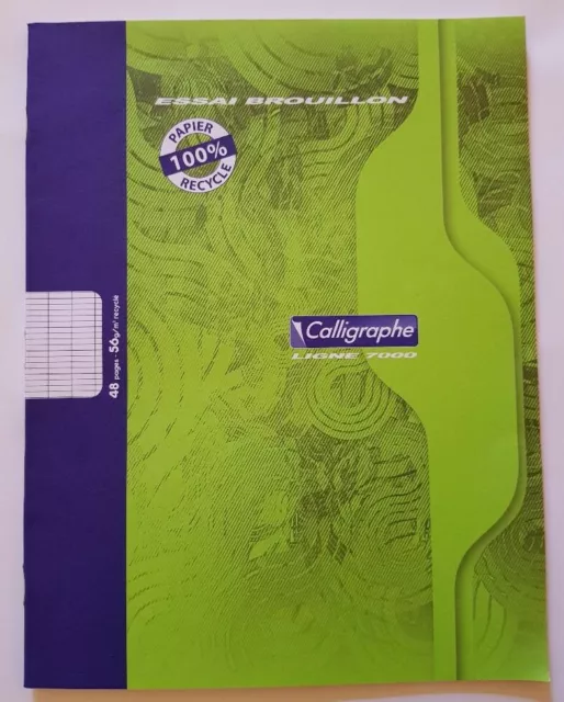 Cahier de brouillon 100% Papier recyclé 17x22 avec 100 pages & Gros  carreaux (séyès) - Calligraphe