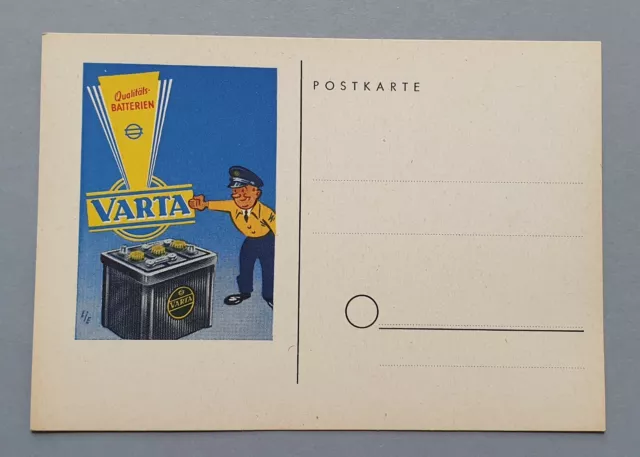 Tolle alte AK - Werbepostkarte VARTA Qualitäts Batterien um 1950 - tolle Reklame