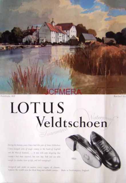 1954 LOTUS Veldtschoen Shoe Advert 'Hambelden Mill': Rowland Hilder Art Print AD