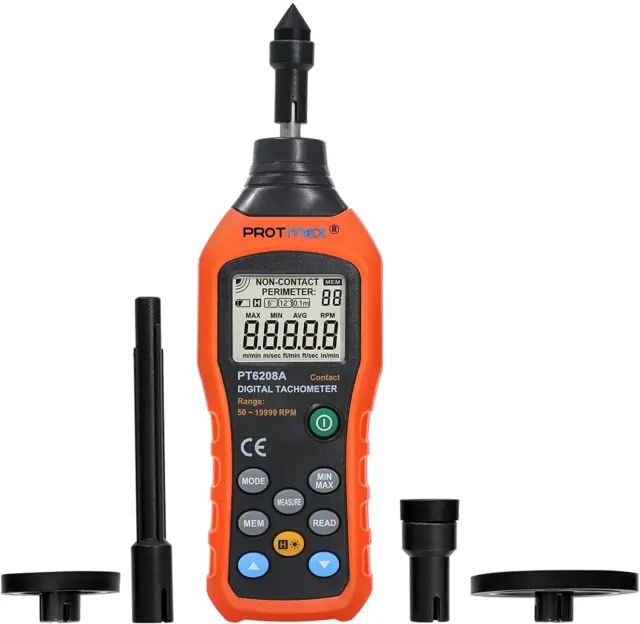 Protmex PT6208A Digital Contact Tachometer, Contact Measurement Speed Tach Meter