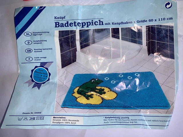 BADE-Teppich zum selber knüpfen 60 cm x 110 cm - Komplettpackung *Frosch hüpf*
