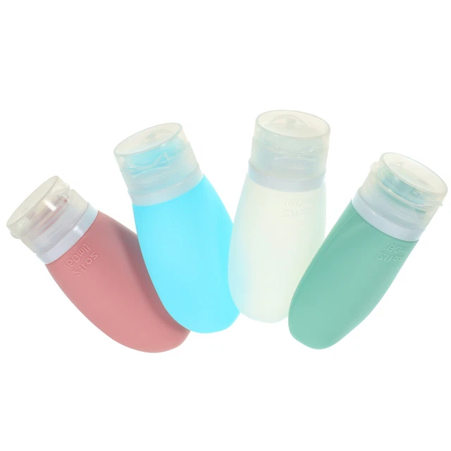 4 un. botellas de viaje de silicona inodoro recargable contenedor de viaje silencioso para